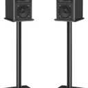 MOUNTUP Universal Speaker Stands Pair for Surround Sound, 31" Height Floor Speaker Stands, Holds Bookshelf Speaker Satellite Speaker Large Speaker, Up to 22LBS Cable Concealing 9.8" Plate Black MU9132