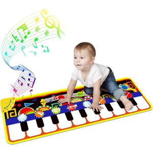 RenFox Baby Piano Mat with 25 Music Sounds, Kids Musical Playmat, Early Education Development Birthday Gift Music Toy for 1 2 3 Year Girls Boys, Piano Keyboard Touch Play Blanket for Child Toddlers