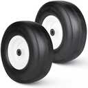 2PCS Flat Free Mower Tire w/Steel Wheel 13x5.00-6 for 36"-46" Deck Lawn Mowers Tractor - Hub 3.25"-5.9" with 3/4" Greased Bushing 135006 T161
