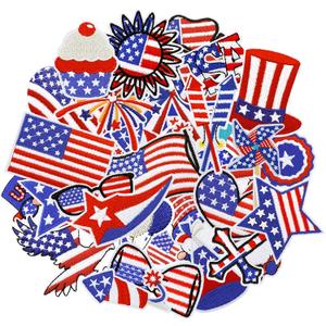 42 Pieces Independence Day Iron-On Patches 4th of July Patriotic Embroidered Applique Patches Iron on Patch American Flag Sew on Patches for Clothing Bags, Jackets, Jeans, Hats, Clothes DIY Decoration