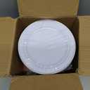 bUCLA 100Pieces Silver Plastic Plates - 6.25inch White with Silver Rim Disposable Salad/Dessert/Appetizer/Small Cake Plates for Weddings, Parties & Gathering