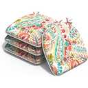 Set of 4 Outdoor Chair Cushions with Ties,Water Repellent Patio Chair Pads 17"x 16" for Outdoor Furniture,Round Corner Seat Cushions for Garden Yard Kitchen Pretty Paisley