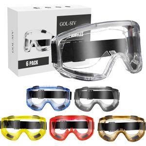 6 Pack Safety Goggles, ANSI Z87.1 Anti-Fog Lab Goggles, Adjustable Protective Eye Protection for Men
