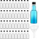 Tessco for you 100 Pcs Mini Liquor Bottles with Black Cap, Small Empty Shot Bottle, Airtight Plastic Spirit Alcohol, Salad Dressing Wine Hot Sauce Party Supplies(0.8 Oz)