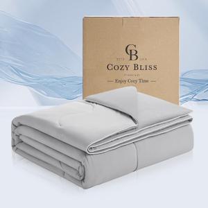 Cozy Bliss Cooling Comforter King Size x Sorona Viscose Natural Fiber, Reversible Silky Smooth Cooling Blanket with Q-Max0.45 for Hot Sleepers & Night Sweats, Cool Grey, 106"x90"