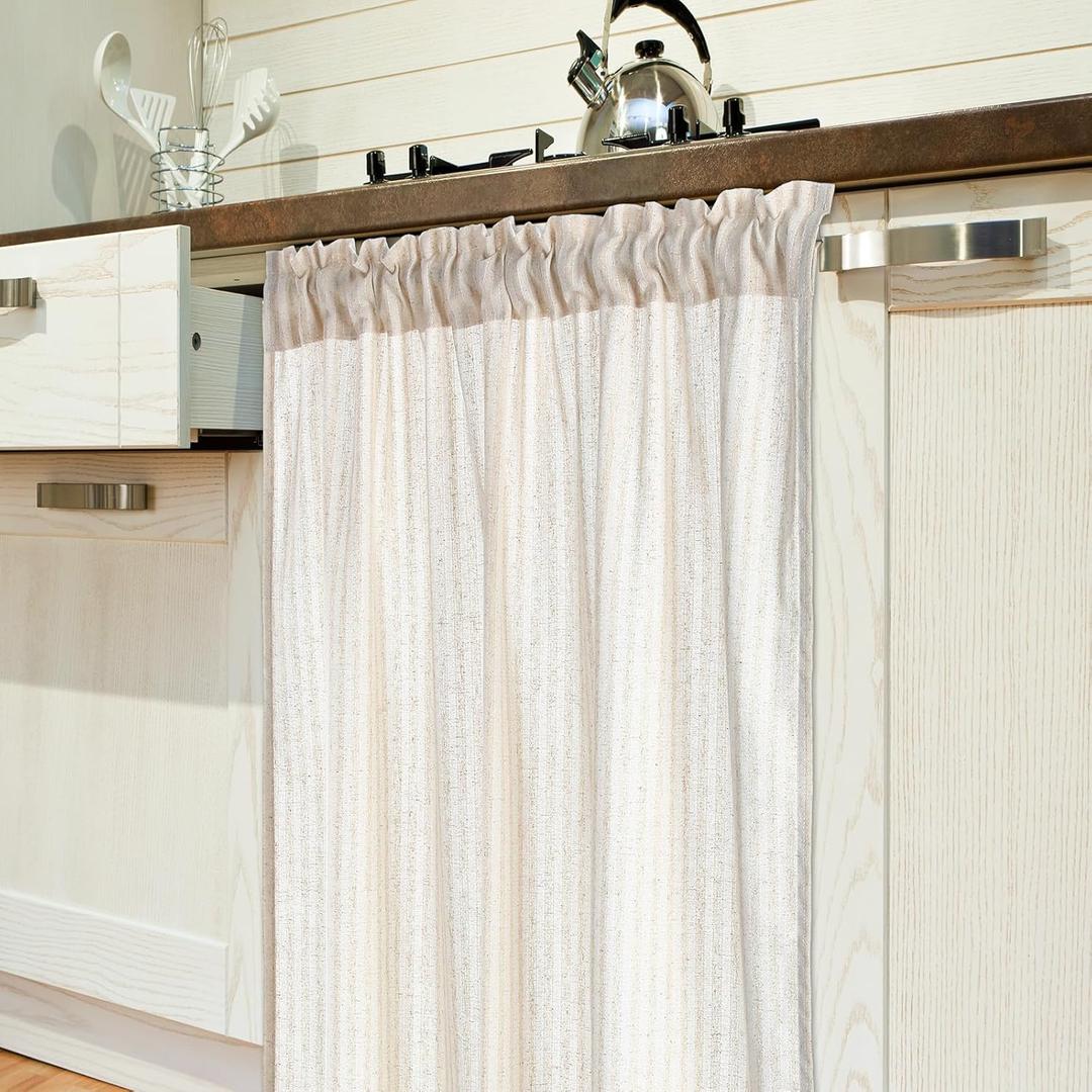 Hahafelt Cabinet Dishwasher Hidden Curtains with Telescopic Rod and Rod Clamp Dishwasher Desk 35 x 39 Inches Curtain for Kitchen Under Sink Washing Machine(Caramel Color)