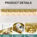 IZORRO Bathroom Vanity Light Fixture, 7-Light 52 inch Gold Bathroom Light Fixtures Over Mirror, with Clear Glass Shade, Modern Farmhouse Vanity Lights, Rustic Restroom Lighting Fixtures