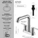 KENES Pull Down Bathroom Faucet with Sprayer, Brushed Nickel 4 Inch 2 Handle Centerset Bathroom Faucets 3 Hole with Pull Out Sprayer, Vanity Faucet with Pop Up Drain & Supply Lines LJ-9059A