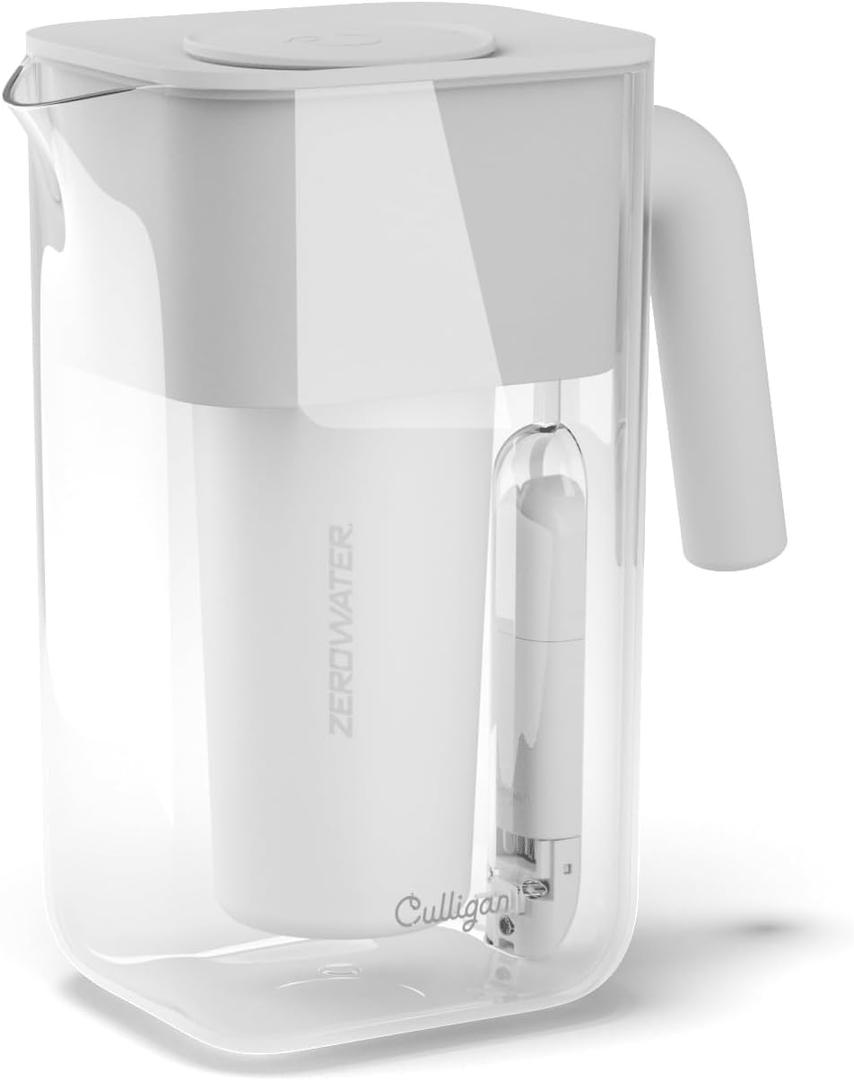 Culligan with ZeroWater Technology 10-Cup Water Filter Pitcher  Includes 5-Stage Advanced Water Filter, IAPMO Certified to Reduce Lead, Total PFAS (Forever Chemicals), Mercury, Fluoride, and Chlorine