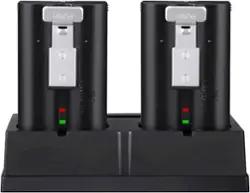 Wasserstein - Battery Charging Station and 2 Batteries for Select Ring Rechargeable Batteries - Black