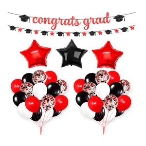 KatchOn, Red and Black Graduation Decorations 2025 - Pack Of 37 | Giant 40 Inch, 2025 Black balloons, Congrats Grad Banner for Graduation Decorations Class of 2025 | 2025 Graduation Party Decorations