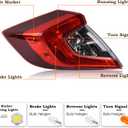 With Side Marker LH Outer Tail Light Fit for 2016 2017 2018 2019 2020 2021 Honda Civic 4-Door Sedan Rear Lamp With Bulbs Rear Lights Left Driver Side HO2804110 33550TBAA01