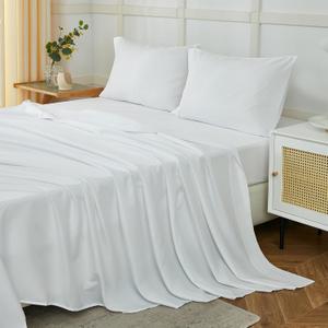 ILAVANDE White King Size Sheets Set 4 Piece,Super Soft Microfiber Bed Sheets King Set,Wrinkle Resistant,14 Deep Pockets Sheets for King Size Bed(King,White)