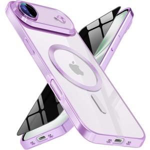Magnetic for iPhone 17 Air Case with Privacy Screen Protector & Full Camera Cover,[Non-Yellowing] Shockproof Clear Phone Case Compatible with MagSafe Women Girls for iPhone 17air,Purple