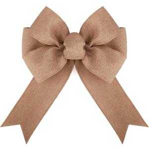 Meseey 2 Pcs 12 x 8.8 Inch Big Bow with Natural Burlap with Red Ribbons Bow Use for Christmas Gift Wrapping, Party Decoration