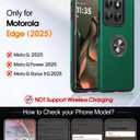 JAME for Motorola Edge 2025 Case, Dual Layer Military Grade Protection Shockproof Cover with Ring Holder Stand Kickstand, Slim Fit Protective Phone Case for Motorola Moto Edge 2025, Green