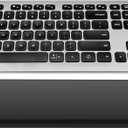 Wireless Keyboard, Bluetooth Keyboard with Leather Palm Rest, Backlighting, Multi-Device Pairing, USB C Rechargeable, for Windows, Mac, iOS, Android, Chrome, Office, Students, Long Hours Typing