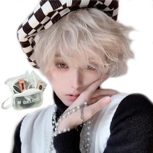 Wig Premium Line Active Top Stylist Produce 6 Items Set Inner Color Line Men's Original Wig Short Small Face Effect(BTS Beige DY27B)