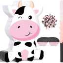 Aoriher Cow Piata with Blindfold and Bat, Farm Animal Theme Birthday Party Supplies Cow Piata for Birthday Party Favors Decor, 16 x 12 x 3.2 Inch