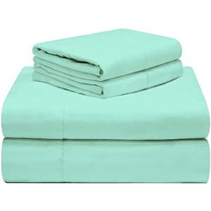 Celeste Home 190 GSM Queen, Turquoise Sheet Set- Warm & Cozy - 100% Cotton Flannel Pre-Shrunk - Extra Soft - Deep Pockets - Easy Fit - Elastic All Around - Comfy - Double Brushed