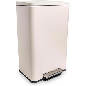 SIMPLI-Magic 13.2 Gallon/50 Liter, Kitchen Trash Can, Stainless Steel, Step-On Garbage Bin with Removable Inner Bucket for Kitchen, Office, and Bedroom, White 25x16x11