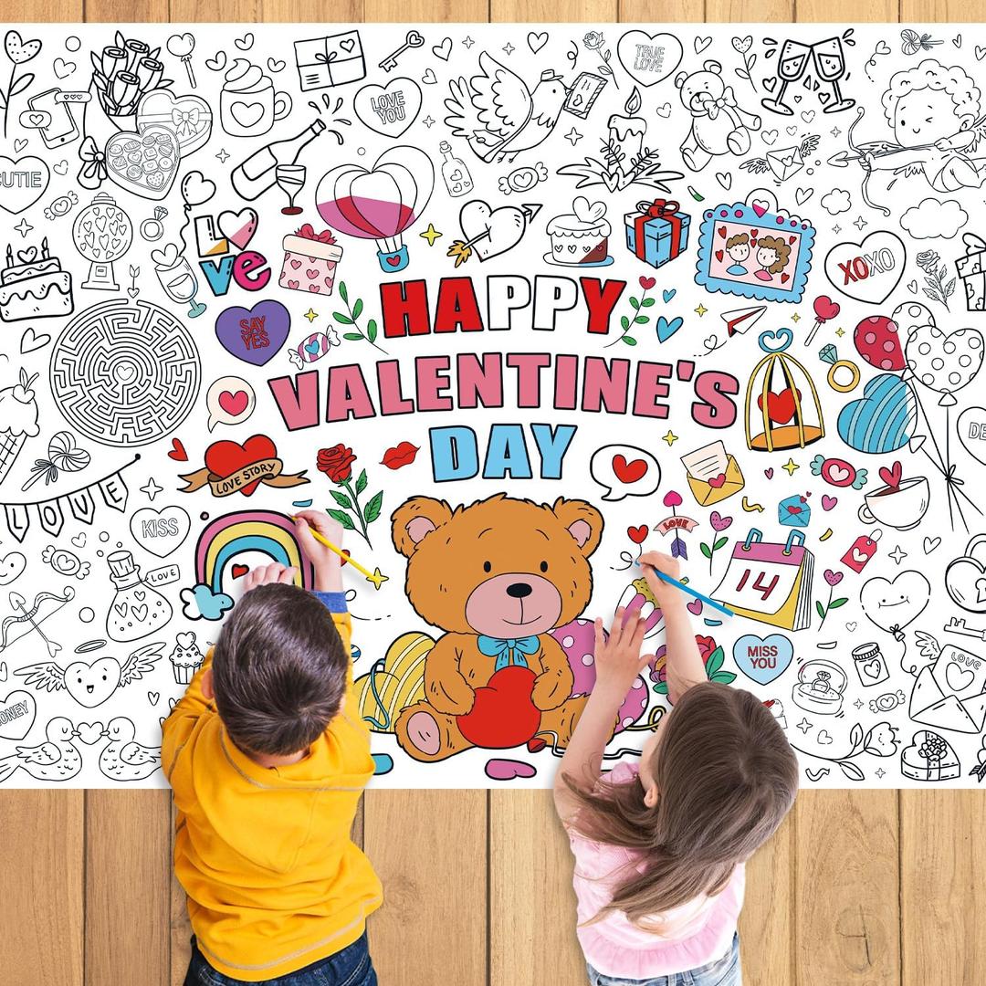 10 x Nicime 43.3x31.5Inch Valentine's Day Giant Coloring Poster with Picture, Birthday Gift Painting Poster, Art Crafts Activity Drawing Paper in School, Classroom, Home, Party for Boys, Girls, Kid (Colorful)
