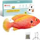 Potaroma Flopping Fish Cat Toy, Interactive Moving Floppy Gemfish, Catnip & Silvervine Enrichment, Kitten Kicker Indoor Exercise for All Breeds, 10.5 Inches
