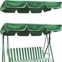 CREATCABIN Outdoor Patio Swing Chair Canopy Replacement 3 Seater Porch Swing Seat Canopy Top Cover 210D Oxford Cloth Waterproof UV Protection for Garden Hammock Top Furniture Covers Green 77 x 49in (195 x 125 x 15cm)
