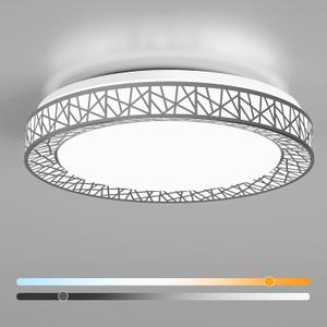 20 Inch Flush Mount Ceiling Light, Modern Brushed Nickel LED Ceiling Light Fixture, 42W 4000LM 2700-6500K Adjustable, Dimmable Ceiling Lights for Bedroom, Kitchen, Hallway, Bathroom, ETL