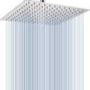 Voolan Rain Shower Head - High Flow Large Rainfall Shower Heads Made of Stainless Steel - Waterfall Bathroom Square Showerhead - Ceiling or Wall Mount (12" Chrome)