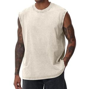 Yimoon Mens Tank Tops Workout Sleeveless Shirts Cotton Acid Wash Tees Loose Gym Muscle Shirts, Size XL