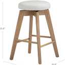 Nathan James Amalia Bohemian Swivel Bar Stool, Backless Counter Height Boucle Counter Stool with Solid Wood Legs and Upholstered Seat, White Oak Set of 2
