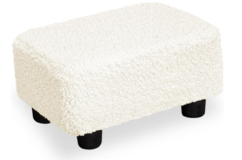 CAROLMADE Small Foot Stool Ottoman Footstool with Legs Under Desk Footrest for Living Room Bedroom and Office, Soft Ivory White