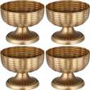 4 Pcs Distressed Vintage Gold Metal Compote Bowl Compote Vintage Gold Vase Centerpieces for Table Pedestal Vase for Wedding Birthday Party Anniversary Indoor Outdoor Activity, 8" Diameter