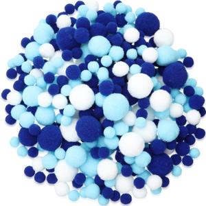 Tegeme 1200 Pcs Pom Poms Balls for Crafts Home Office Garlands Decor(Blue, Light Blue and White)