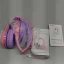 Riwbox CB-7S Kids Wireless Headphones,with Safe Volume Control 74/85/95dB,LED Glow Lights,50H Playtime,Bluetooth V5.3,Built-in Mic, TF Card Slot,for Travel/School/Phone/Laptop (Pink&Purple)