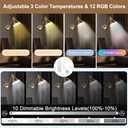 TRLIFE Rechargeable Battery Operated Wall Sconces, Dimmable and Adjustable Color Temperature Wireless Wall Sconces Set of 2 with Remote Control, Gold Swing Arm Wall Light for Bedroom Bedside Hallway