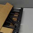 No Pawblems Dog Gate with Small Pet Door, 16"-42.7" Adjustable Metal Short Dog Gate to Step Over, 16.5" Tall, with 3 Extension Kits, Pressure Mounted, for Doorways & Stairs, Black