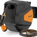 Ayleid Retractable Garden Hose Reel,1/2 in x 100 ft Wall Mounted Hose Reel, with 9- Function Sprayer Nozzle, Any Length Lock/Slow Return System/Wall Mounted/180Swivel Bracket (Black) (100FT, B-black)