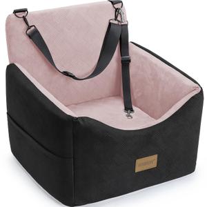 JOEJOY Dog Car Seats for Small Medium Dogs Under 35lbs, Dog Booster Seat with Detachable Washable Cover and Cushion, Memory Foam Pet Car Seat with Safety Belt and Storage Pockets (BP)