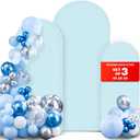 XPCARE Set of 3 Wedding Arch Cover (4FT/5FT/6FT), Blue Spandex Fitted Arch Cover Double Sided Arch Backdrop Stands Cover for Birthday Party Baby Shower Wedding Decoration