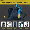 100 ft Expandable Garden Hose - Kink Free Flexible Water Hose 100ft with 10 Pattern Spray Nozzle, 3/4 Solid Brass Connectors, Retractable Latex Core - Lightweight Expanding Hose