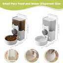 Hanging Cage Automatic Small Pet Food Bowl Water Bottle Dispenser, 1L Auto Gravity Pet Feeder and Waterer Set Kennel Feeding Station Crate Feeder Dish for Rabbit Puppy Cats Ferret (Grey)