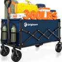 Collapsible Wagon Cart Foldable - Lightweight Portable Heavy Duty Folding Beach Wagons with Wheels - Outdoor Utility Carts for Grocery, Camping, Shopping, Sports with Large Capacity - Blue