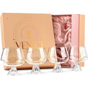 GLASSIQUE CADEAU Venice Goblet Cocktail Glasses for Gin Tonic, Aperol Spritz,Sangria | Modern Glassware Collection | Set of 4 | 17 oz Light Borosilicate Glass Balloons for Home Bar Drinks