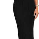 PRETTYGARDEN Womens Summer Maxi Dress Textured Bodycon Tube Off Shoulder Strapless Back Slit Long Party Dresses (Large, Black)