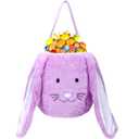 Plush Easter Bunny Basket, Monogrammed Bunny Easter Buckets with Long Plush Ear, Egg Hunting Easter Gift Bags Easter Tote Bags for Easter Decorations Candy Gifts