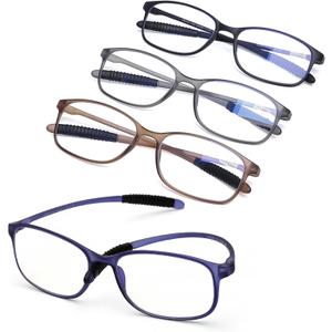AQWANO Blue Light Blocking Reading Glasses Women Men, Lightweight Flexible TR90 Computer Readers Unbreakable Cheaters Glasses