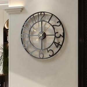Large Wall Clock, 24 Inch Black Decorative Wall Clock for Living Room, Modern Metal Battery-Operated Arabic Numerals Round Clocks Silent Non Ticking for Kitchen Mantel Bedroom Office Large Wall Clock, 24 Inch Black Decorative Wall Clock for Living Room, Modern Metal Battery-Operated Arabic Numerals Round Clocks Silent Non Ticking for Kitchen Mantel Bedroom Office