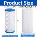Universal Type A/C/III Pool Filter Cartridge, 14 Pack Reusable Pool and Spa Filter Paper Replacement, Pools Pump Cartridge Filtration Kit for Above Ground Pools Filtration Keep Water Clean